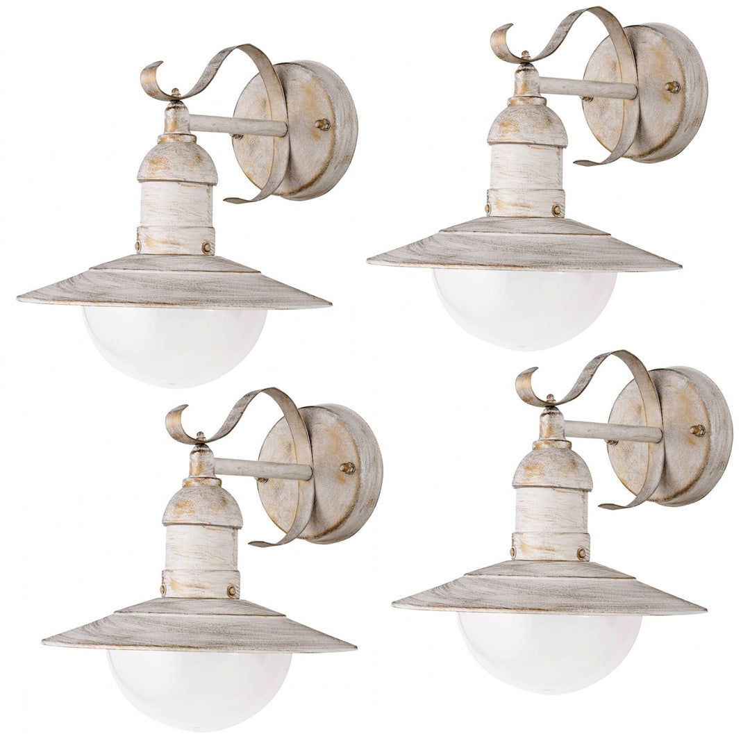 Rabalux wandlamp, voor buiten, IP44, E27, max. 60 W, antiek wit, Oslo, 4 stuks
