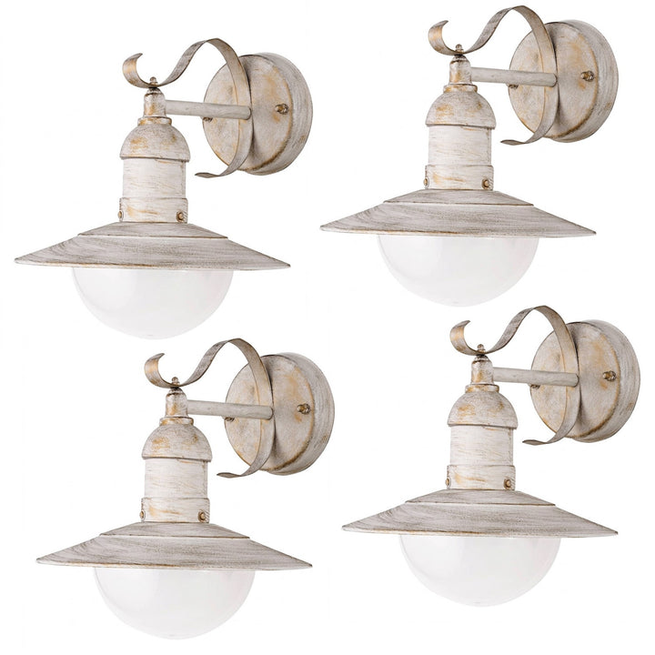 Rabalux wandlamp, voor buiten, IP44, E27, max. 60 W, antiek wit, Oslo, 4 stuks