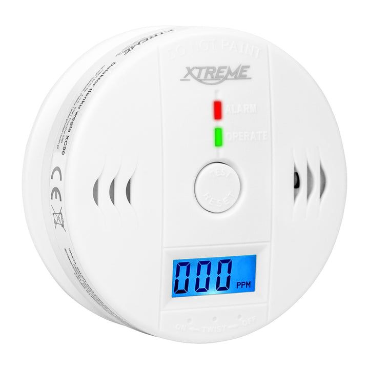 Xtreme XC90 LCD-koolmonoxidemelder, kleur: wit, 3xAA-batterijen, luid alarmgeluid en rode LED, compact formaat, levensduur tot 7 jaar, 50-636#