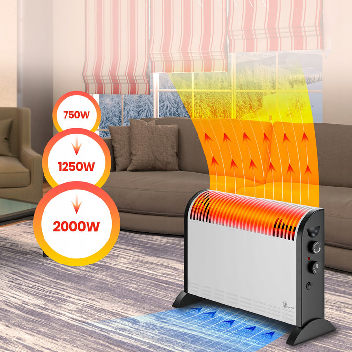 Extralink elektrische convectorverwarming, vermogen 2000 W, ingebouwde ventilator voor warmteverspreiding, 3-traps regeling, turbostand, LCV-06