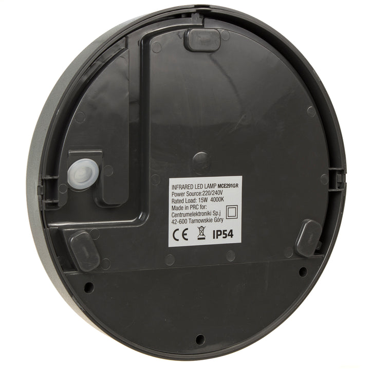 Maclean LED-lamp met bewegingssensor, PIR-sensor, kleur: grijs, 15 W, IP54, 1100 lm, neutraal wit, MCE291 W, 2 stuks