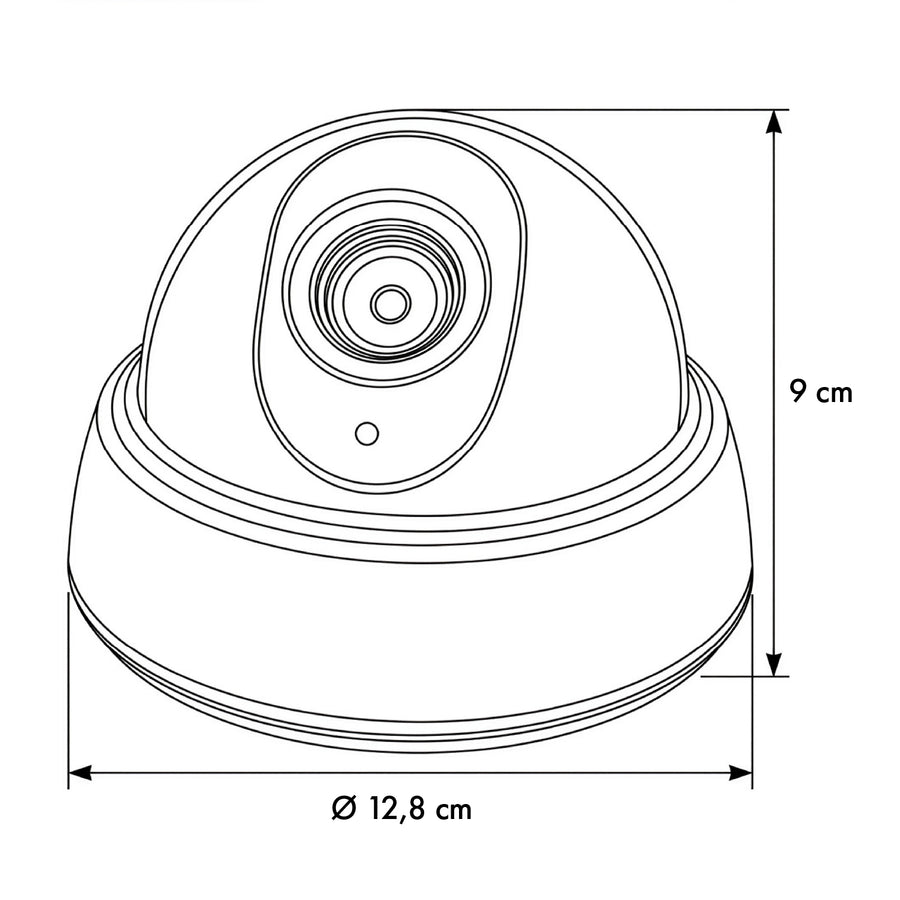 DC2300 dome-vormige nepcamera met knipperende LED, 2 stuks + 6 AA-batterijen van Varta Industrial