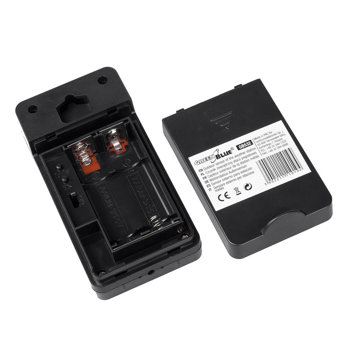 Externe sensor voor het GreenBlue-weerstation, geschikt voor het GB522-station, model GB532 + 2x AA-alkalinebatterij van Varta Industrial