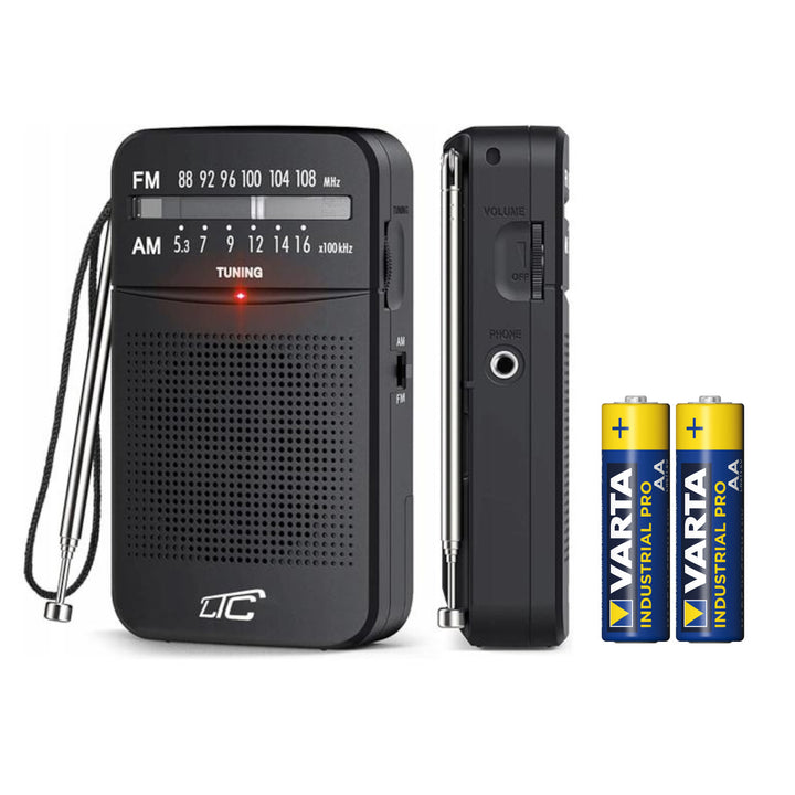 LEGA LXLTC2029C zakradio met AM/FM/AUX, batterijvoeding LTC + 2x AA-alkalinebatterij van Varta Industrial