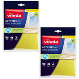 Vileda Actifibre Pro-doekje voor glas en ramen, machinewasbaar, PVA-coating, zonder strepen en druppels, reinigt met alleen water, 183298, 2 stuks