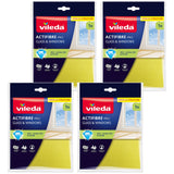 Vileda Actifibre Pro-doekje voor glas en ramen, machinewasbaar, PVA-coating, zonder strepen en watervlekken, reinigt met alleen water, 183298, 4 stuks