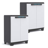 Keter gereedschapskast/tuinkast, verstelbare plank, dubbele deuren met handgrepen, weerbestendig, 240865, 2 stuks