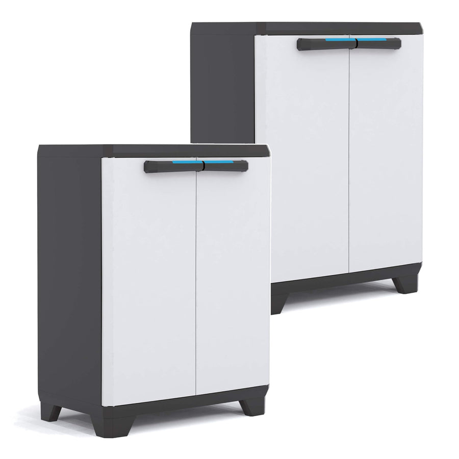 Keter gereedschapskast/tuinkast, verstelbare plank, dubbele deuren met handgrepen, weerbestendig, 240865, 2 stuks