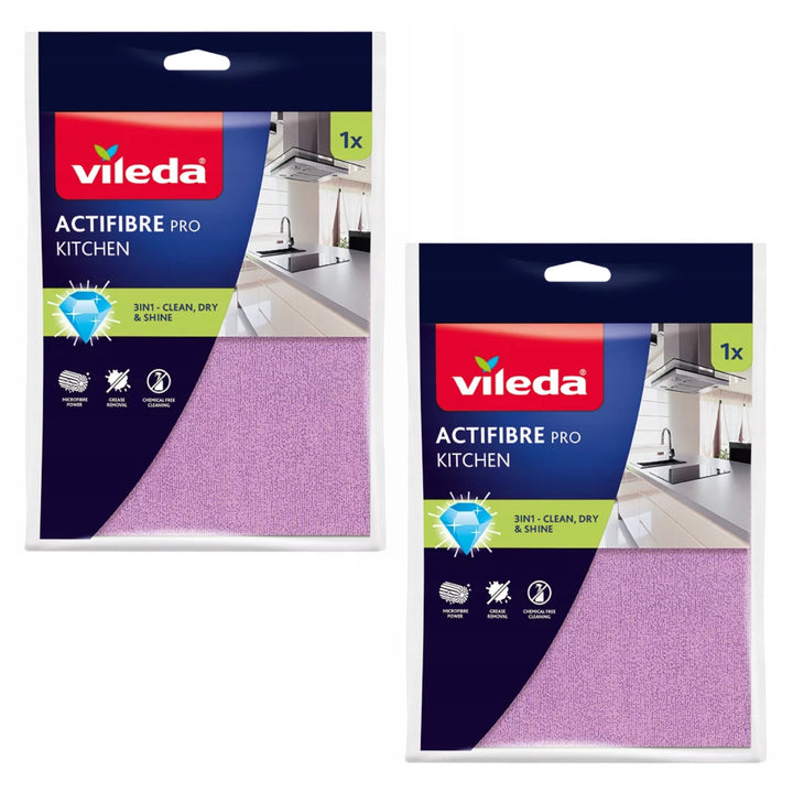 Vileda Actifibre Pro-keukendoekje, van microvezel, met PVA-coating, wasbaar tot 60 °C, 183303, 2 stuks