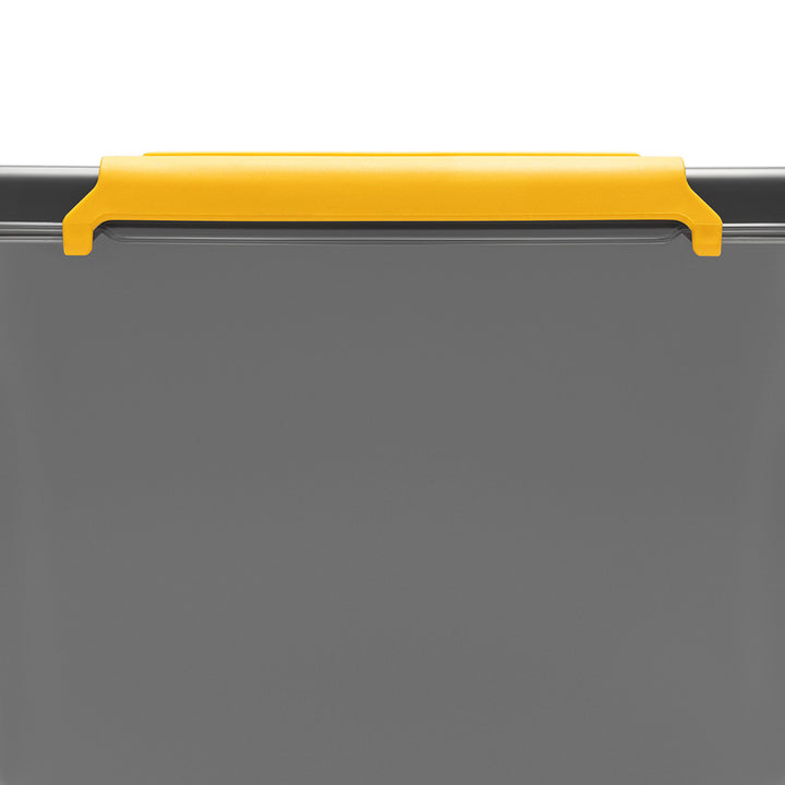 Moxom SolidStore-bak, inhoud 80 l, grijs, deksel met kliksluiting, voorzien van wieltjes, BPA-vrij, 04-0217, 4 stuks