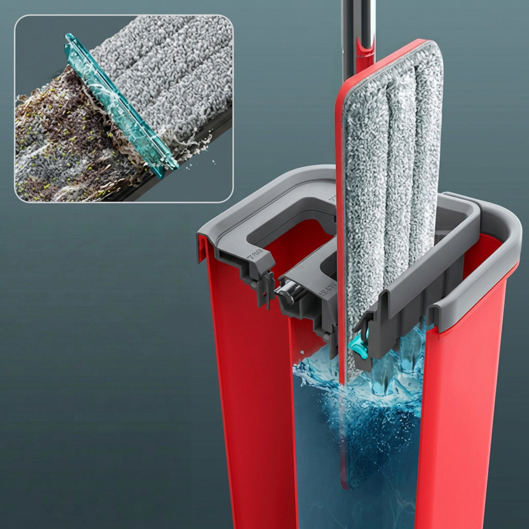 GreenBlue-vlakmop met emmer en uitwringer, twee HQ-microvezeldoekjes, inhoud 5,7 l, MaxiClean GB870 + Vileda Actifibre Soft-doekje