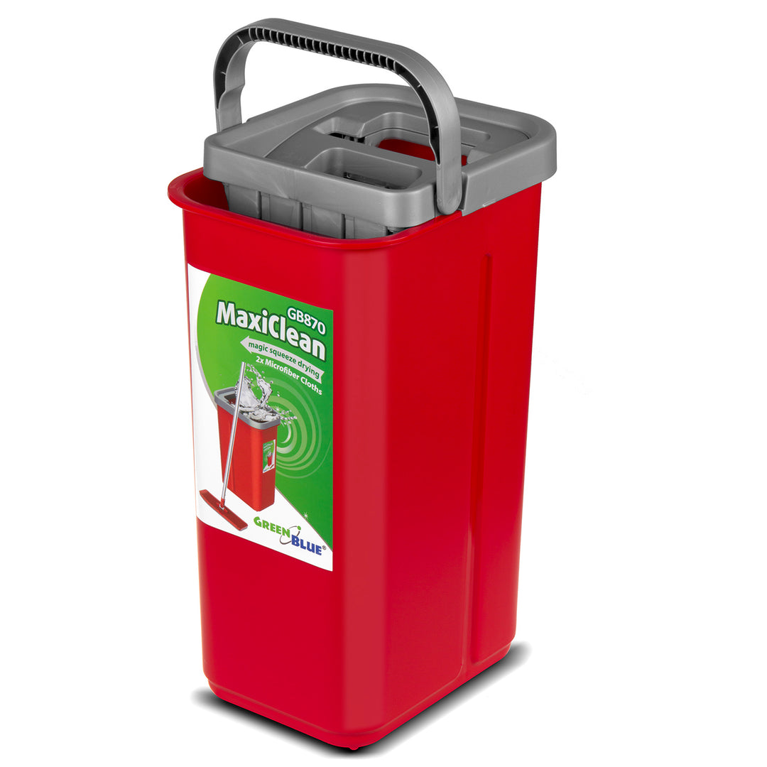 GreenBlue-vlakmop met emmer en uitwringer, twee HQ-microvezeldoekjes, inhoud 5,7 l, MaxiClean GB870 + Vileda Actifibre Pro-doekje