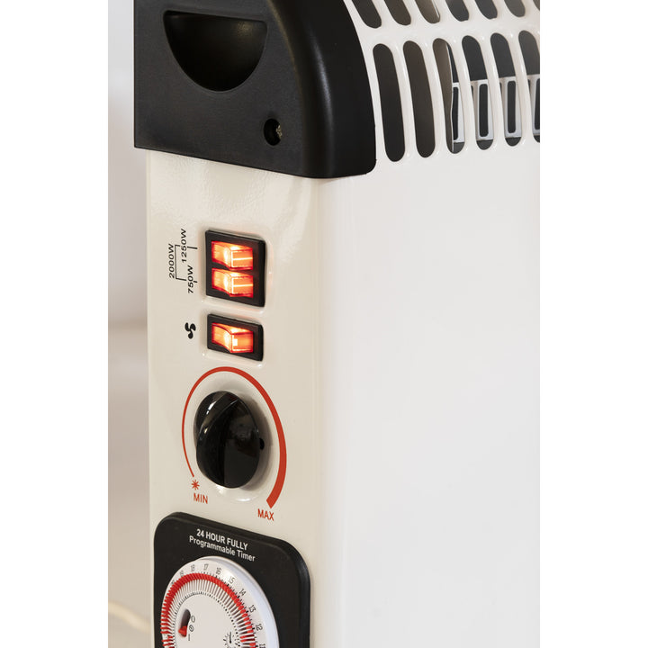 Elektrische convectorverwarming, thermostaat, 2000 W, 24-uurs timer, wit, snoer 150 cm, Mesko, MS 7741W