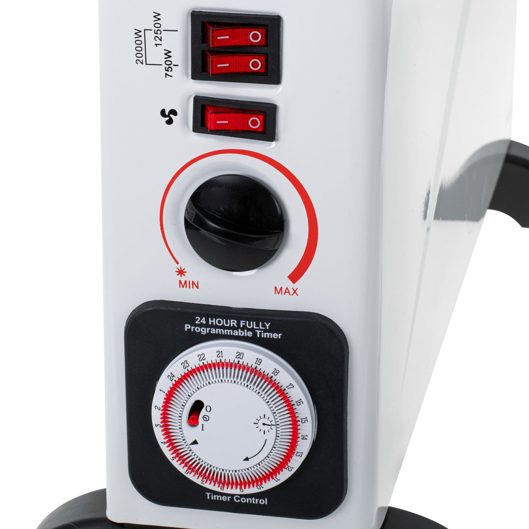 Elektrische convectorverwarming, thermostaat, 2000 W, 24-uurs timer, wit, snoer 150 cm, Mesko, MS 7741W