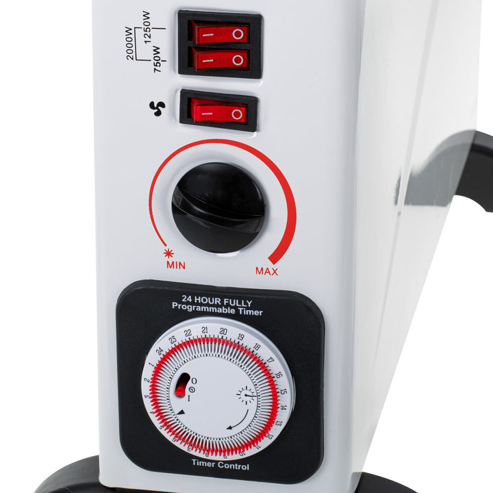 Elektrische convectorverwarming, thermostaat, 2000 W, 24-uurs timer, wit, snoer 150 cm, Mesko, MS 7741W