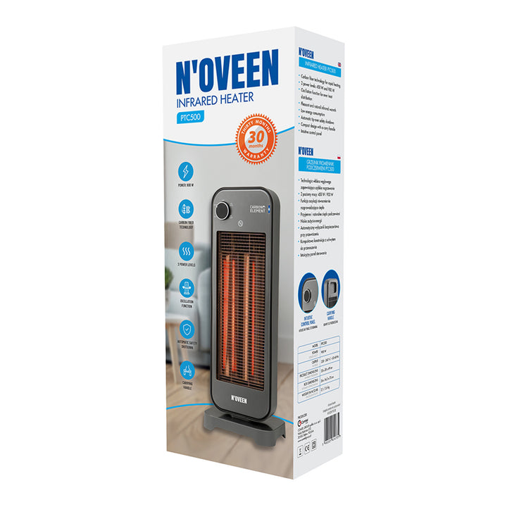 Stralingsverwarmer, infrarood 900 W, 2 verwarmingsstanden, Noveen