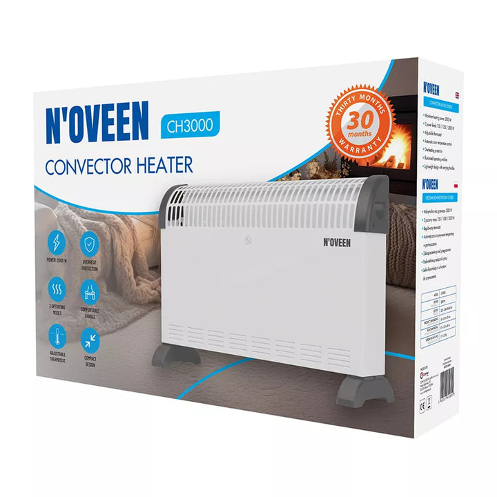 Elektrische convectorverwarming, 2000 W, met thermostaat, wit, Noveen
