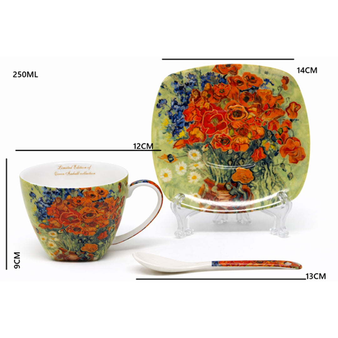 Porseleinen kopjes Van Gogh Maki 2x250 ml, set van 2 stuks, Queen Isabell