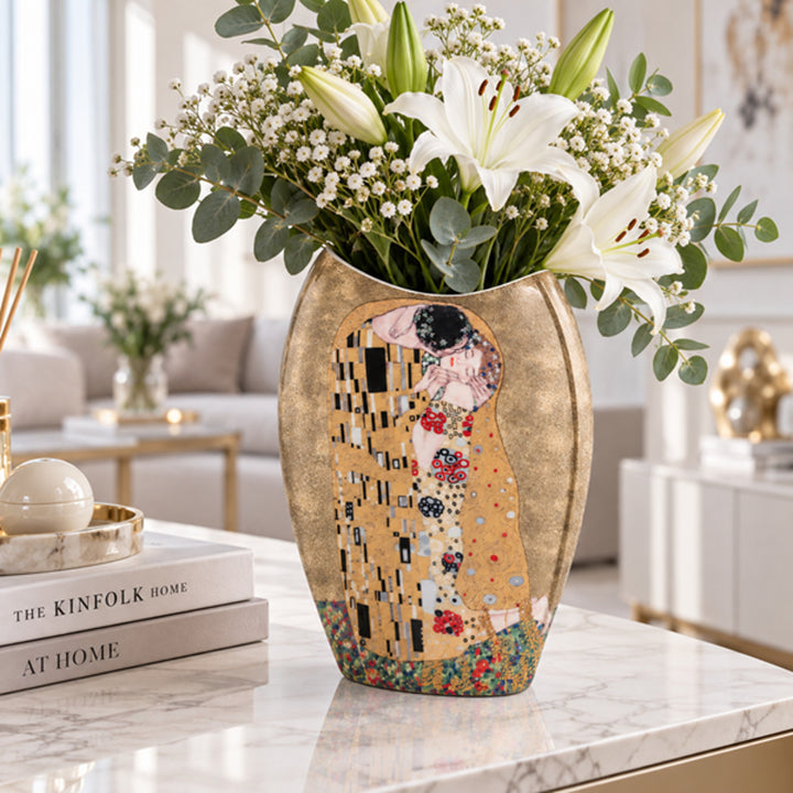 Porseleinen vaas in een geschenkdoos, uit de collectie Klimt: De Kus