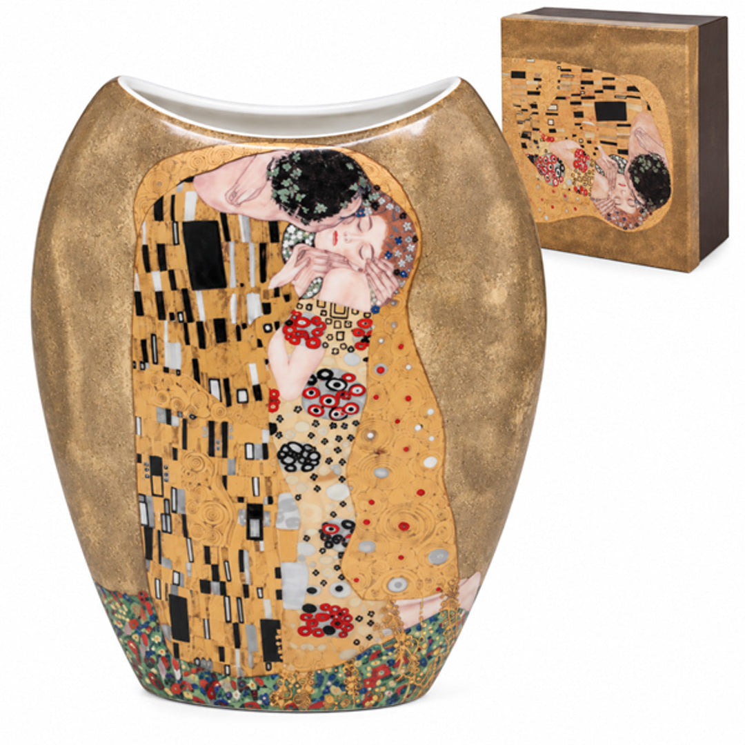 Porseleinen vaas in een geschenkdoos, uit de collectie Klimt: De Kus