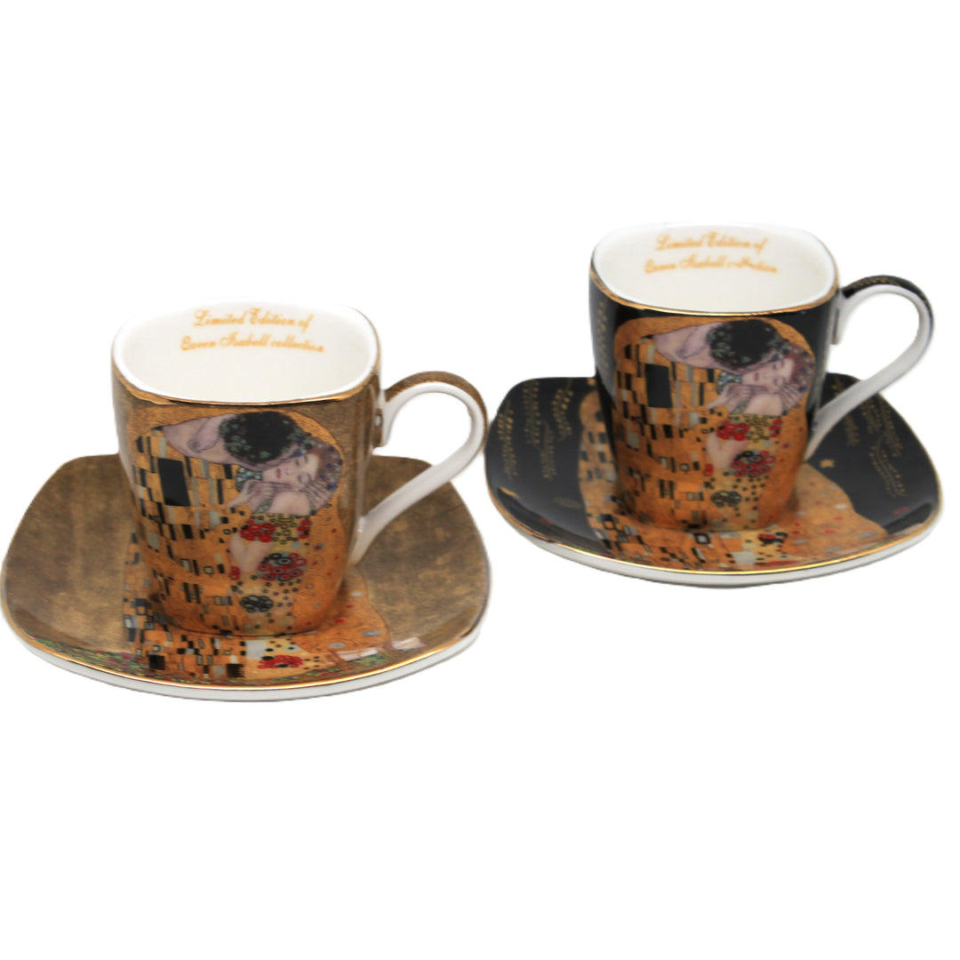 Porseleinen espressokopjes Klimt De Kus 2x100 ml, Queen Isabell