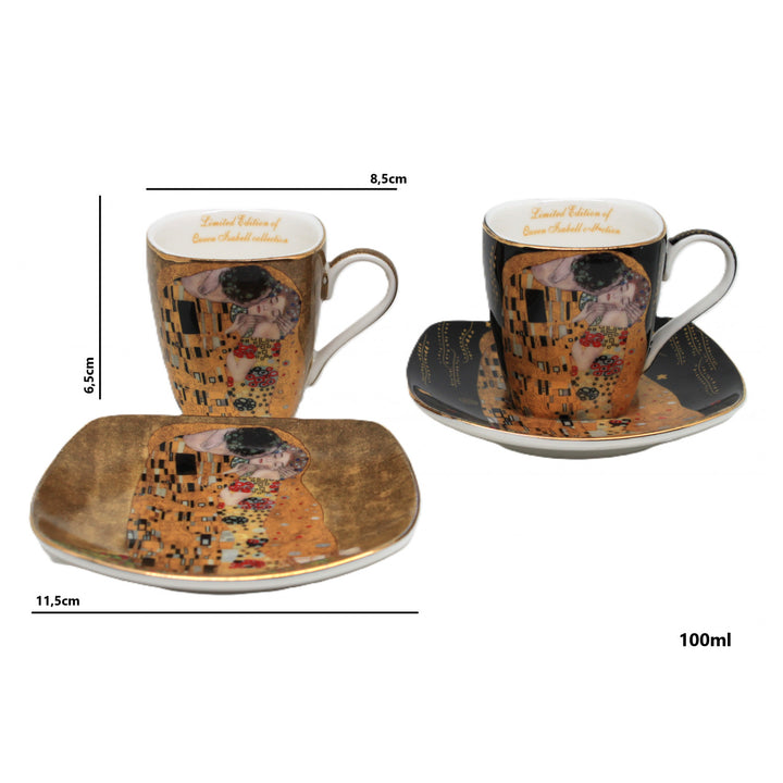 Porseleinen espressokopjes Klimt De Kus 2x100 ml, Queen Isabell