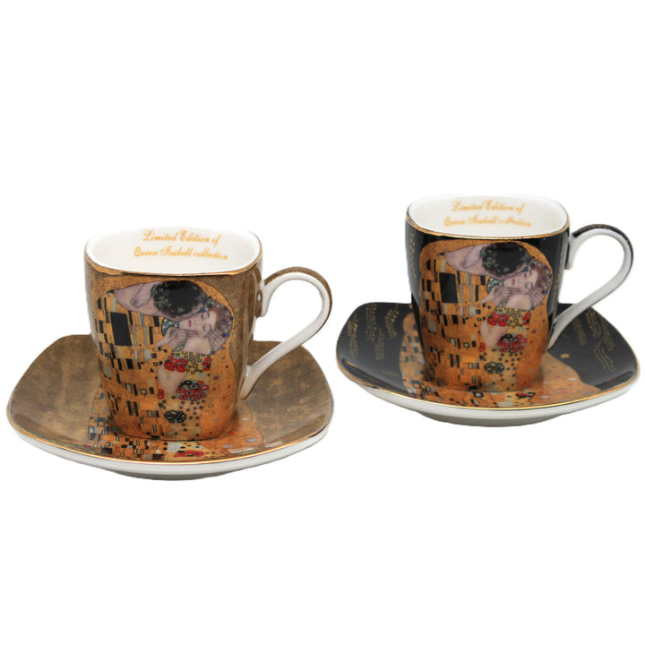 Porseleinen espressokopjes Klimt De Kus 2x100 ml, Queen Isabell