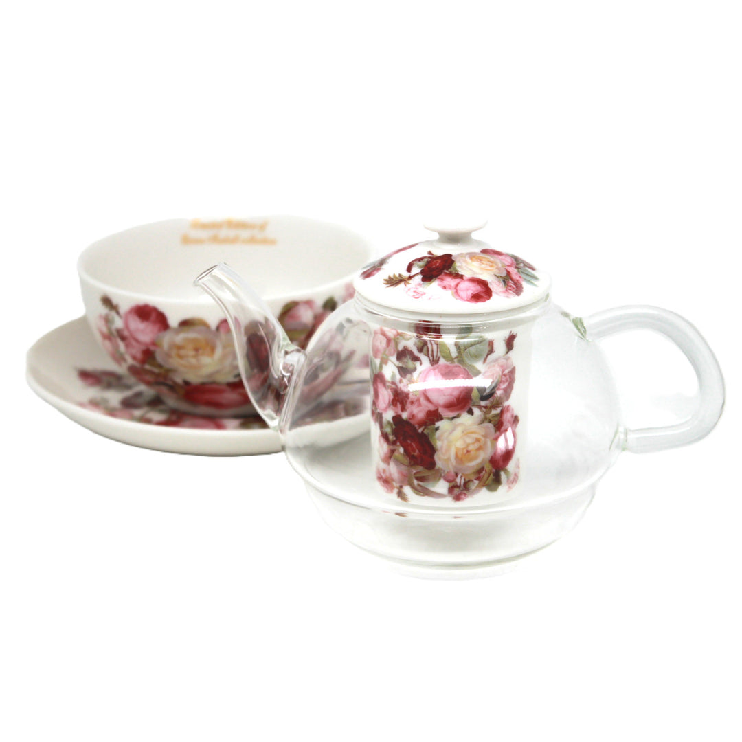 Theeservies ‘Rozen’, kopje en theepot (tea for one) Queen Isabell