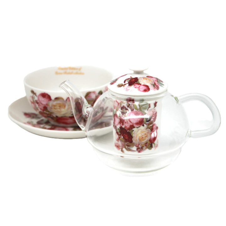 Theeservies ‘Rozen’, kopje en theepot (tea for one) Queen Isabell