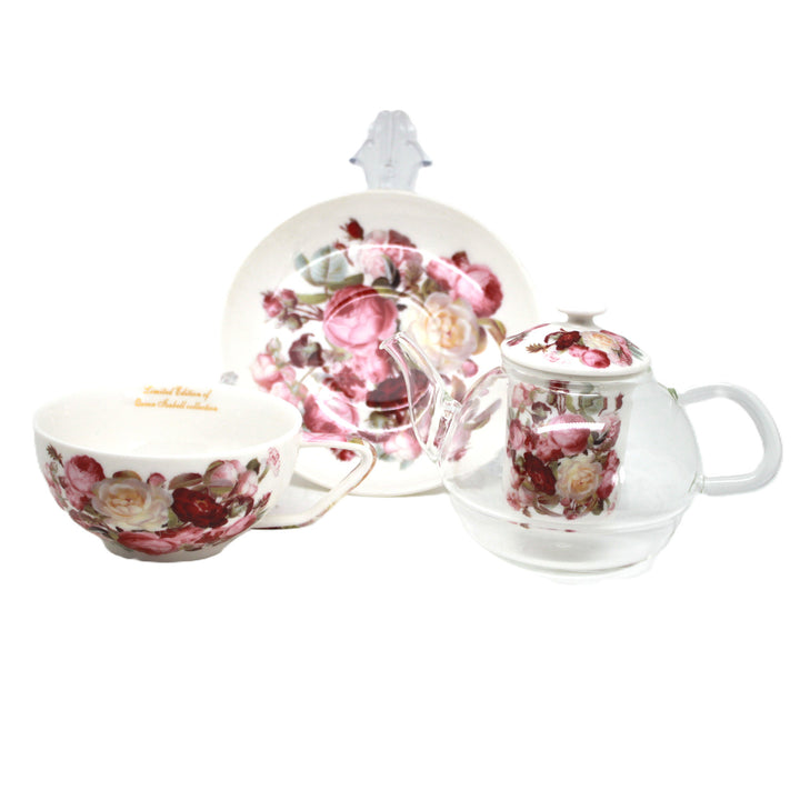 Theeservies ‘Rozen’, kopje en theepot (tea for one) Queen Isabell