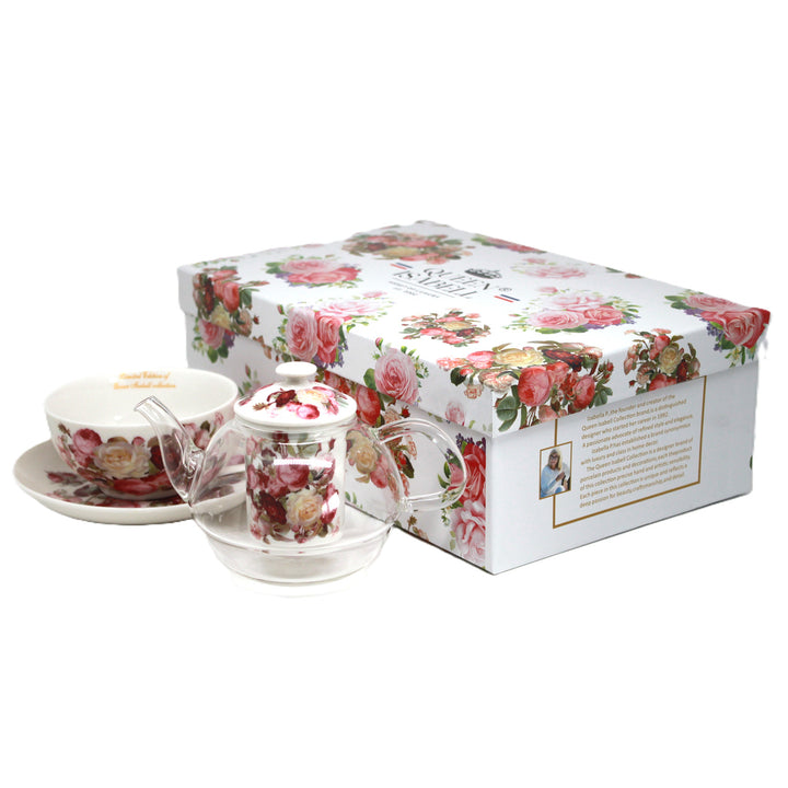 Theeservies ‘Rozen’, kopje en theepot (tea for one) Queen Isabell
