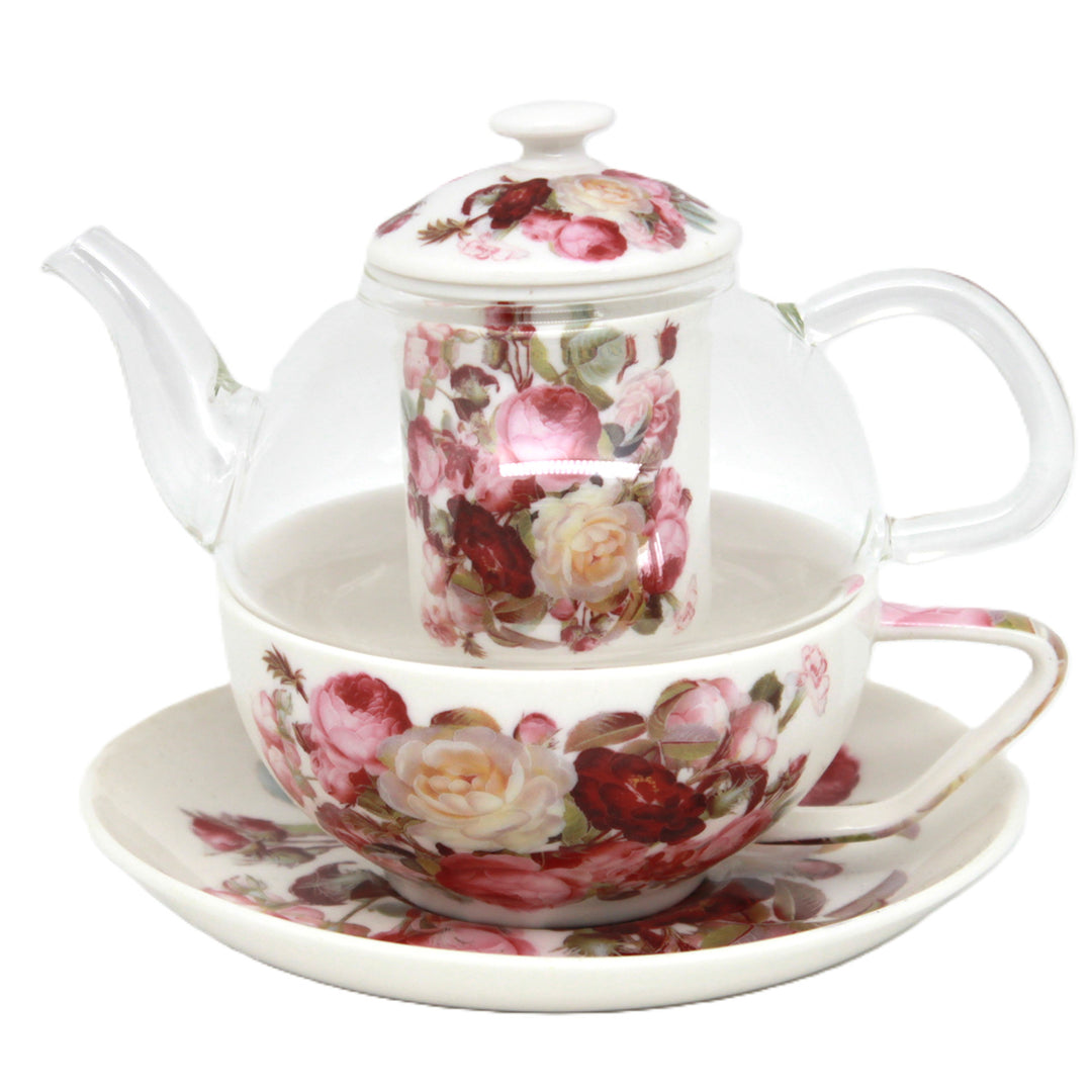 Theeservies ‘Rozen’, kopje en theepot (tea for one) Queen Isabell