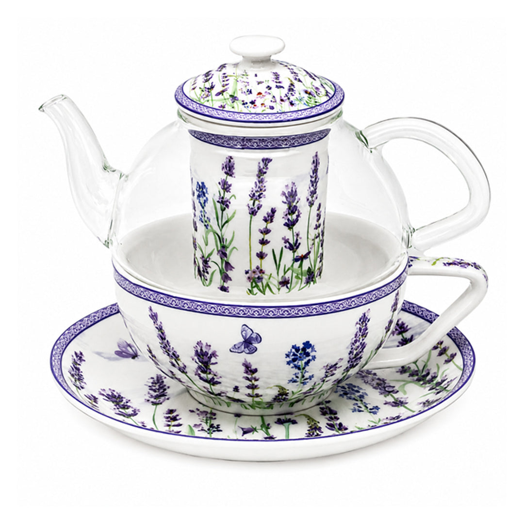 Lavendel-theeset, kopje en theepot (tea for one) Queen Isabell