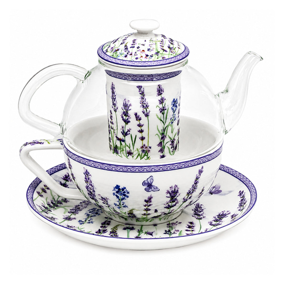 Lavendel-theeset, kopje en theepot (tea for one) Queen Isabell