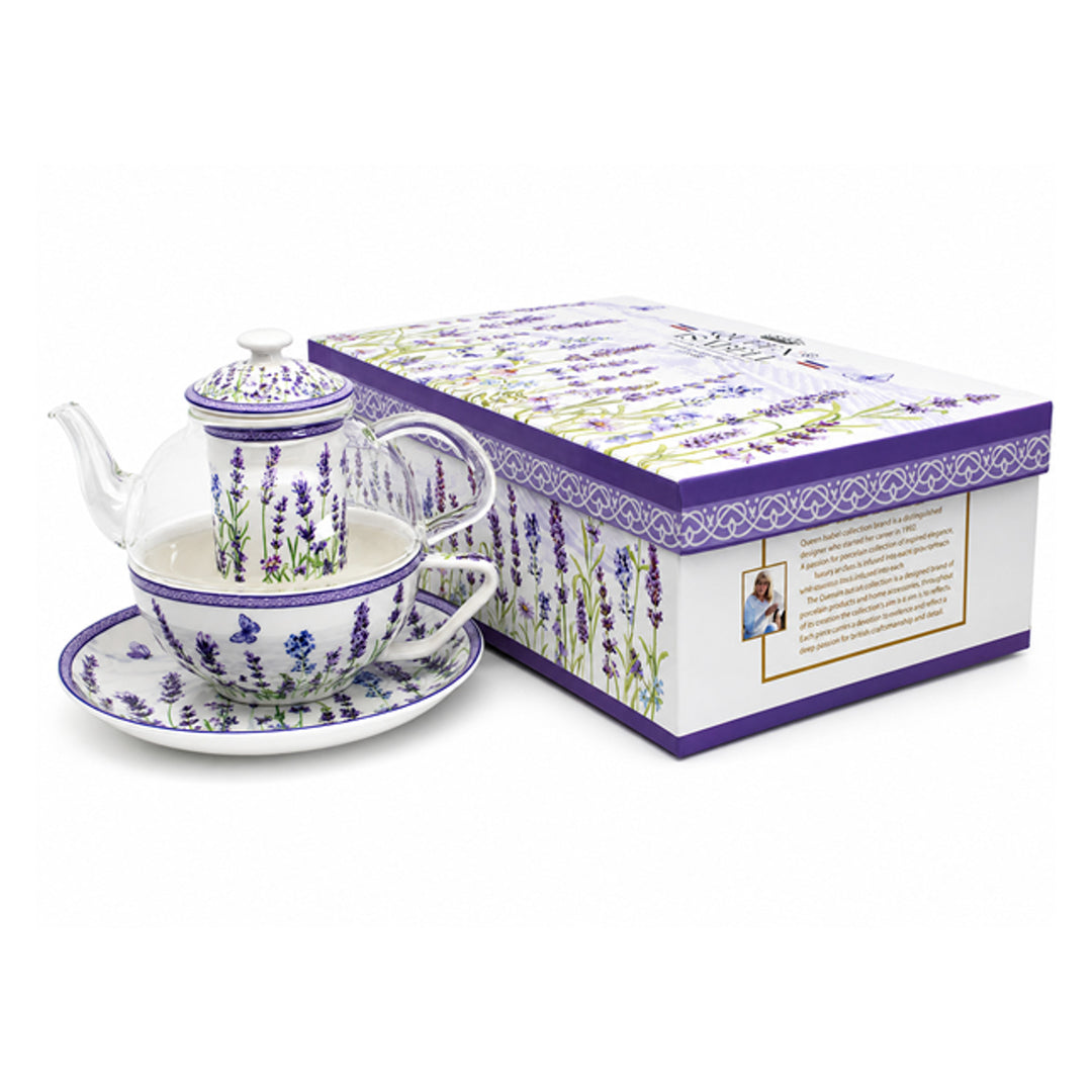 Lavendel-theeset, kopje en theepot (tea for one) Queen Isabell