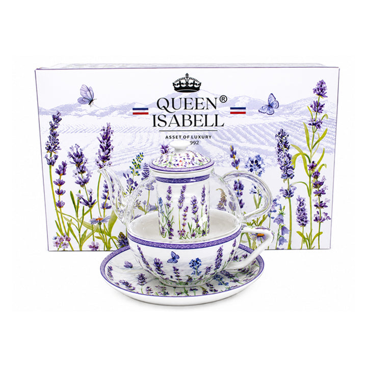 Lavendel-theeset, kopje en theepot (tea for one) Queen Isabell