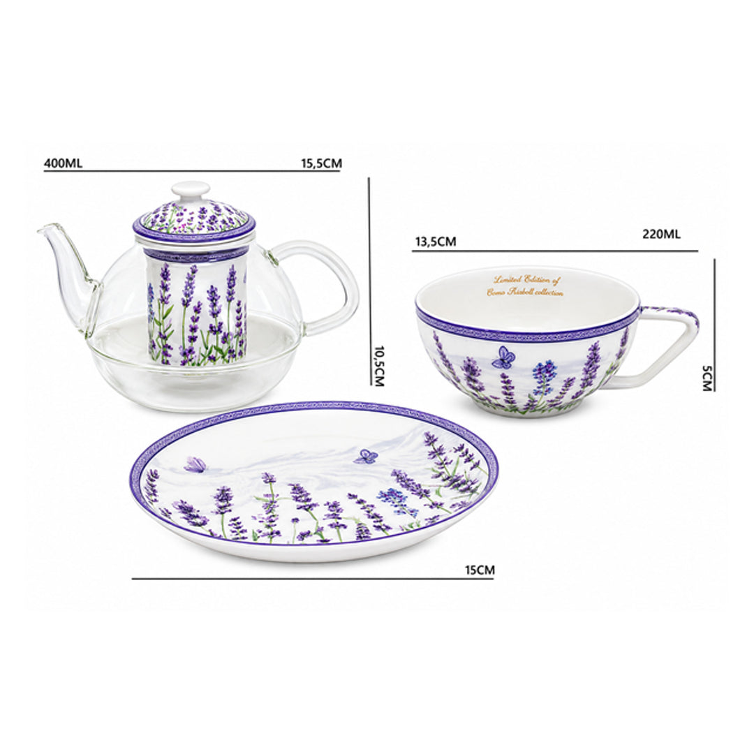 Lavendel-theeset, kopje en theepot (tea for one) Queen Isabell