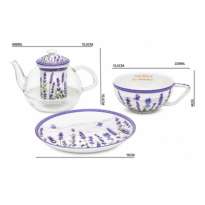 Lavendel-theeset, kopje en theepot (tea for one) Queen Isabell