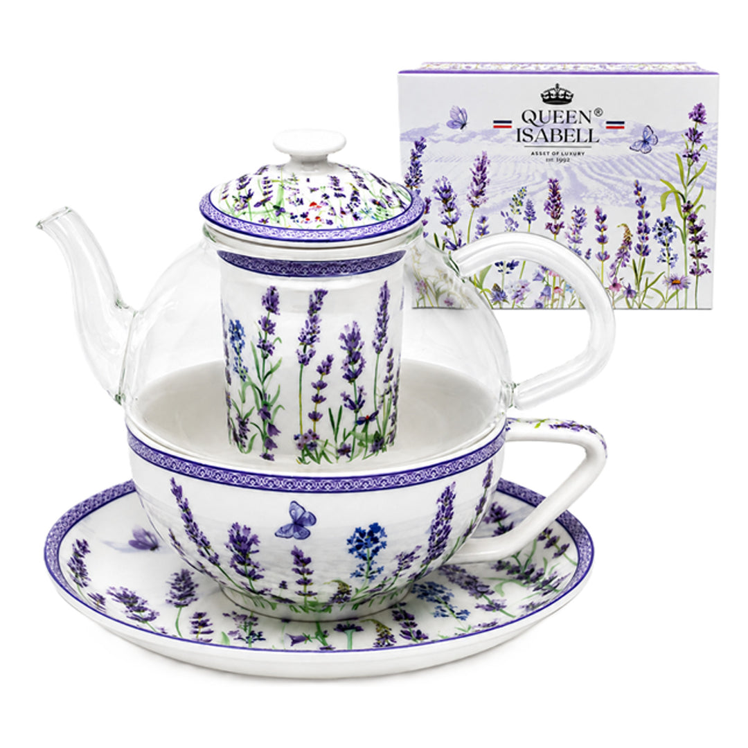 Lavendel-theeset, kopje en theepot (tea for one) Queen Isabell