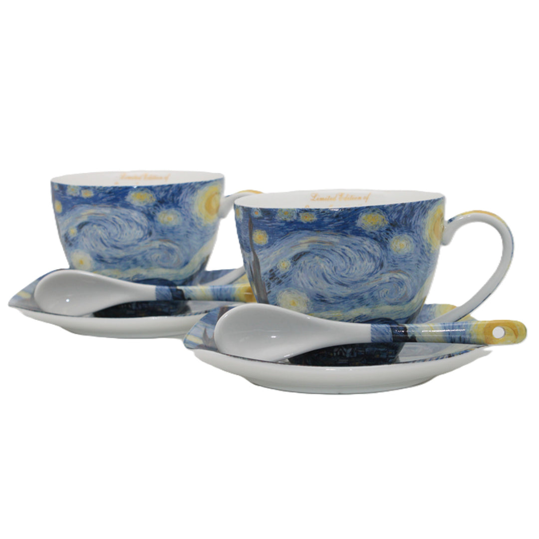 Porseleinen kopjes Van Gogh ‘Sterrennacht’ 2x250 ml, set van 2 stuks, Queen Isabell