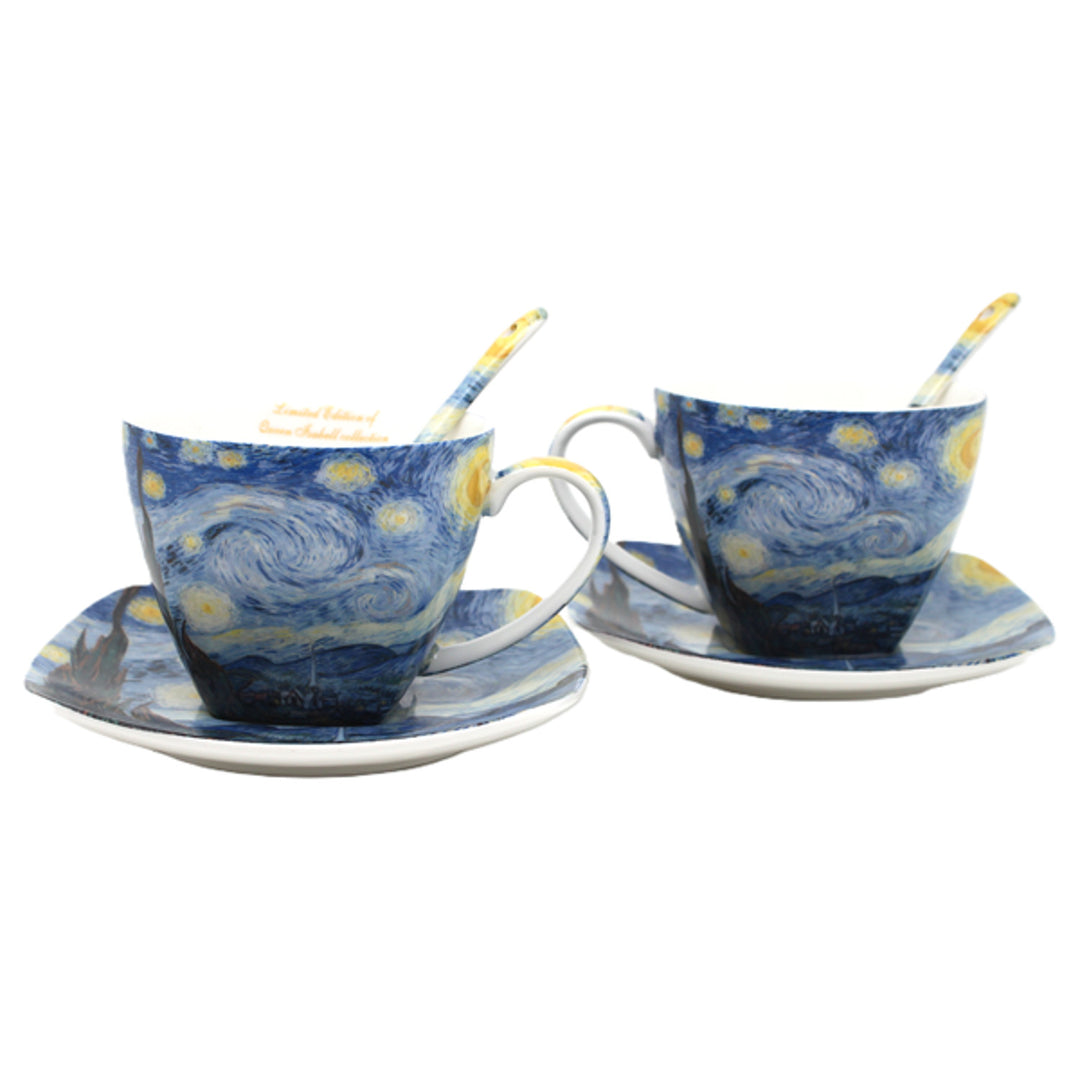 Porseleinen kopjes Van Gogh ‘Sterrennacht’ 2x250 ml, set, Queen Isabell