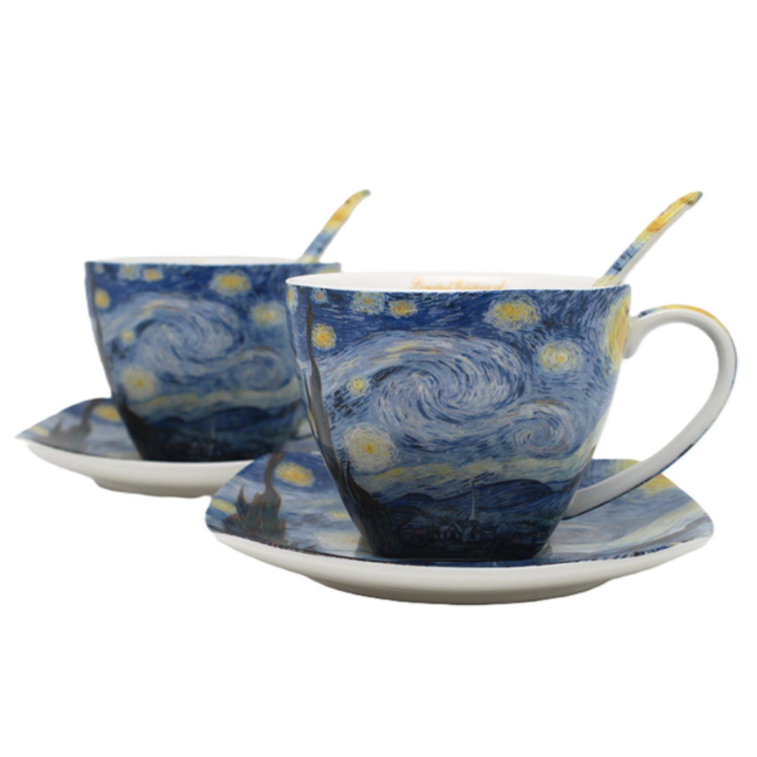 Porseleinen kopjes Van Gogh ‘Sterrennacht’ 2x250 ml, set, Queen Isabell