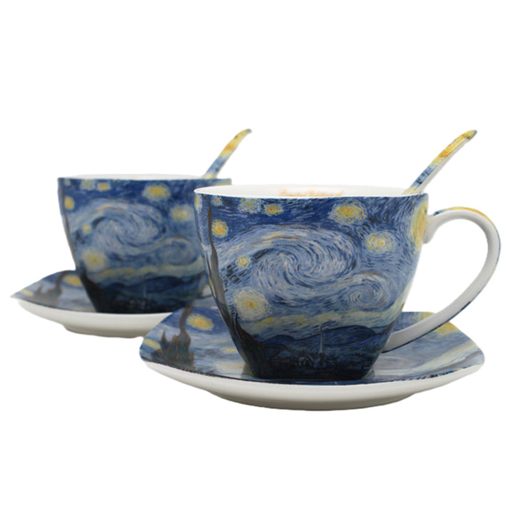 Porseleinen kopjes Van Gogh ‘Sterrennacht’ 2x250 ml, set, Queen Isabell