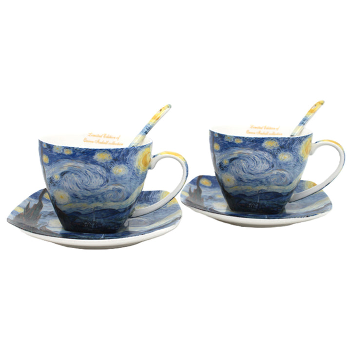 Porseleinen kopjes Van Gogh ‘Sterrennacht’ 2x250 ml, set, Queen Isabell