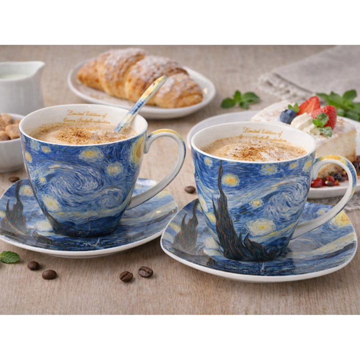 Porseleinen kopjes Van Gogh ‘Sterrennacht’ 2x250 ml, set, Queen Isabell