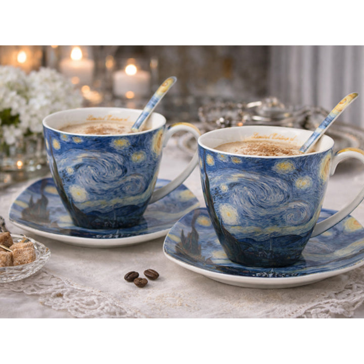 Porseleinen kopjes Van Gogh ‘Sterrennacht’ 2x250 ml, set, Queen Isabell