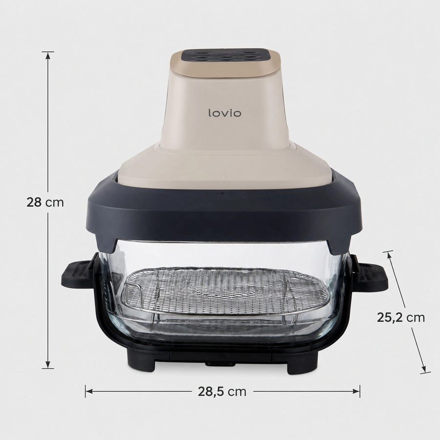 LOVIO PureFry Ultra Crisp LVAF003BE vetvrije airfryer 4 l + 1,5 l 1550 W beige, glazen bakken