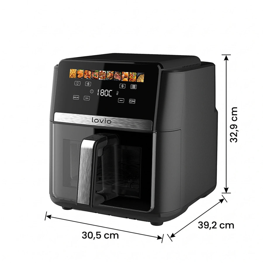 LOVIO DualHeat XXL Ceramic LVAF004BK vetvrije airfryer, 9 l, 2000 W, zwart