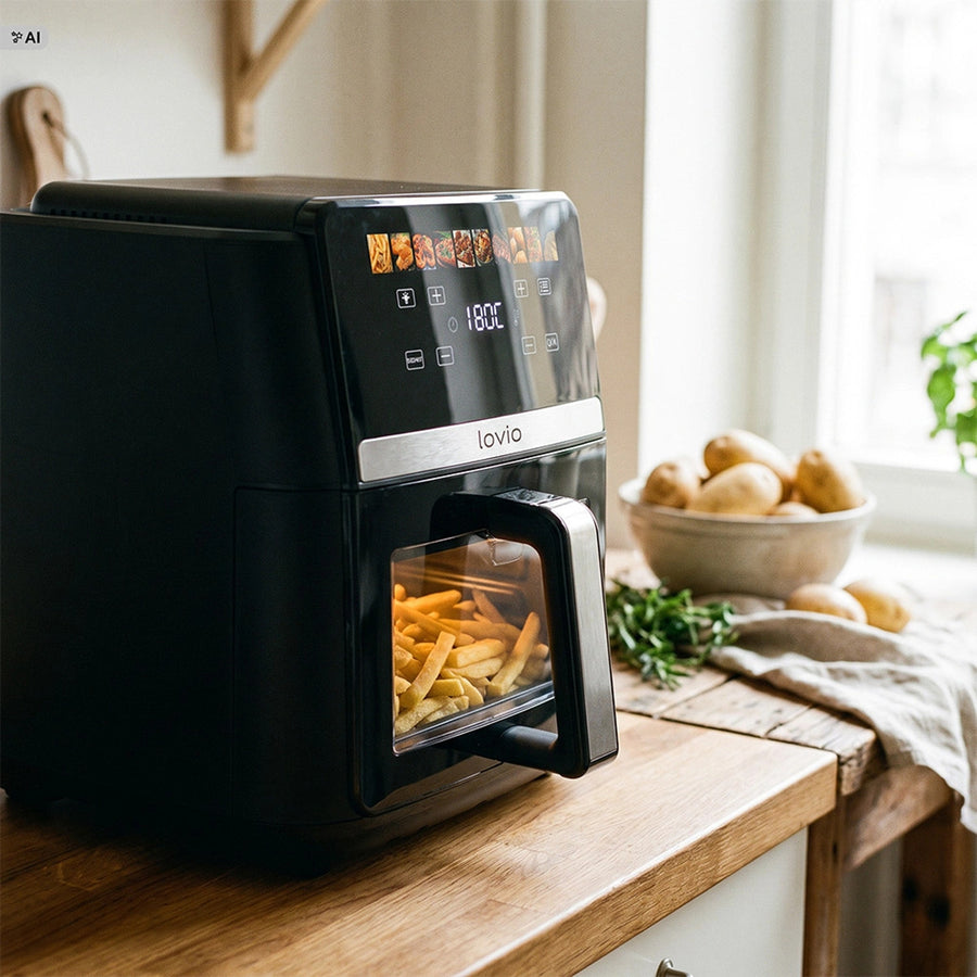LOVIO DualHeat XXL Ceramic LVAF004BK vetvrije airfryer, 9 l, 2000 W, zwart
