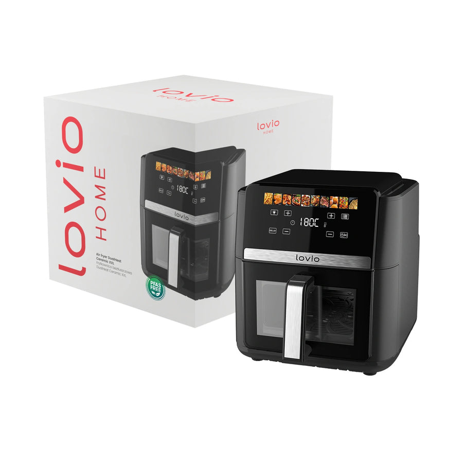 LOVIO DualHeat XXL Ceramic LVAF004BK vetvrije airfryer, 9 l, 2000 W, zwart